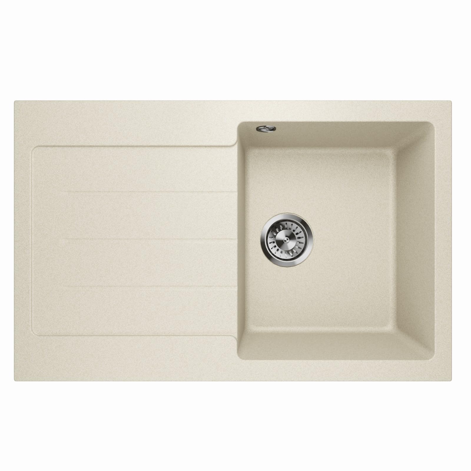 Lavello Decoro 1.0 - Fregadero individual con escurridor, color arena beige - izquierda