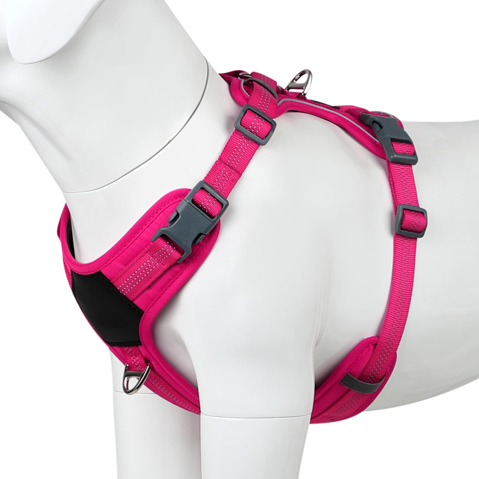 Plutus Pet No Pull Dog Harness, Release at Neck, Soft Padded, Reflective Adjustable Dog Vest Harness for Small, Medium, Large Dogs(Hot Pink, L)