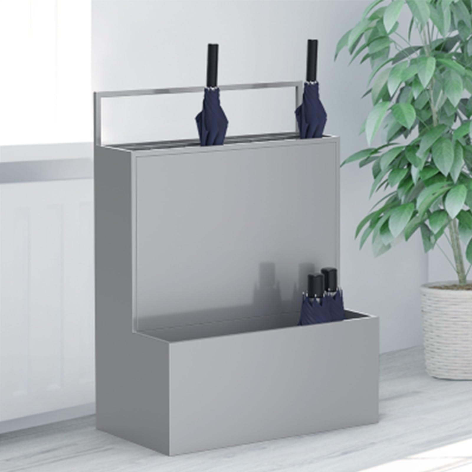 BHFPFZA 2Tier Metal Umbrella Stand Holder for EntranceCommercial Umbrella Storage Rack Holds 1730 Umbrellas Perfect for Home & Business Use Durable and Stylish Design