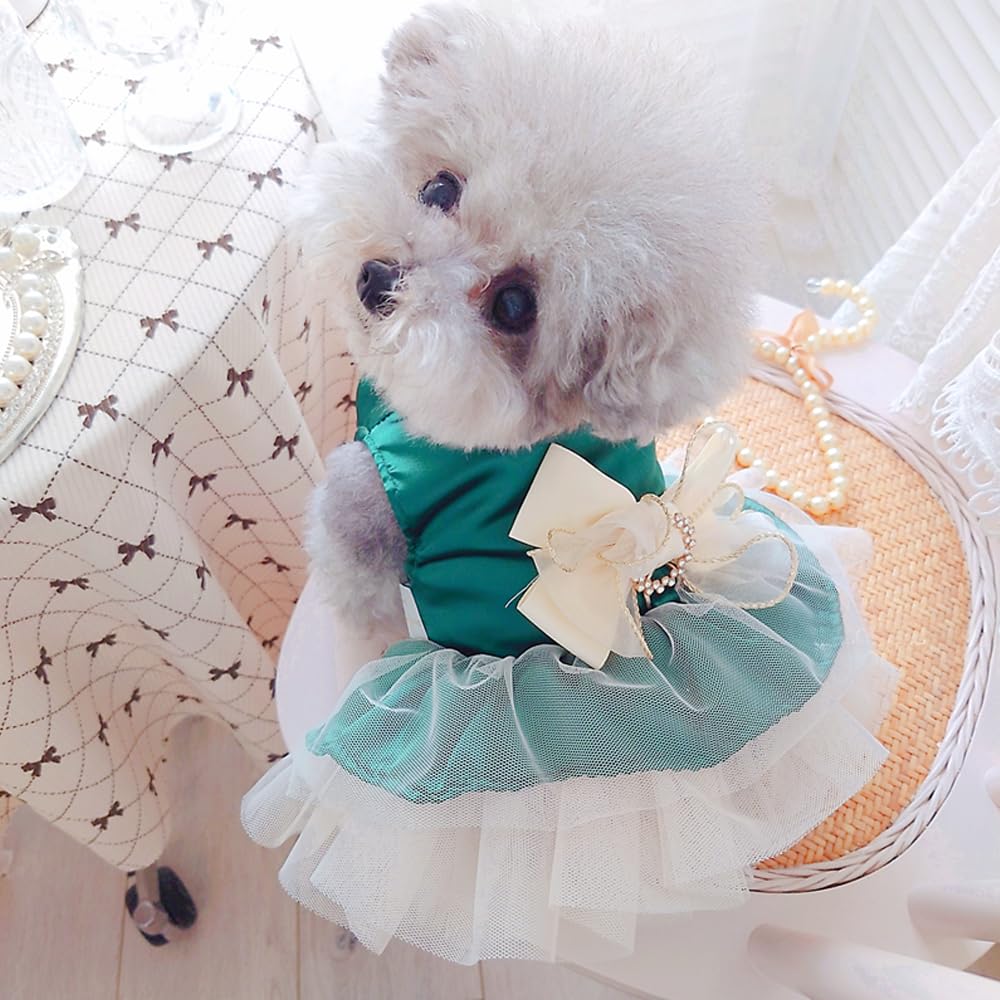 Amazon.com : ANIAC Retro Dog Tulle Dress with Leash Ring Spring Summer Girl  Puppy Clothes for Small Dog Cat Apparel Formal Pet Prom Dress for Christmas  Wedding Birthday Valentines (Green,Medium) : Pet
