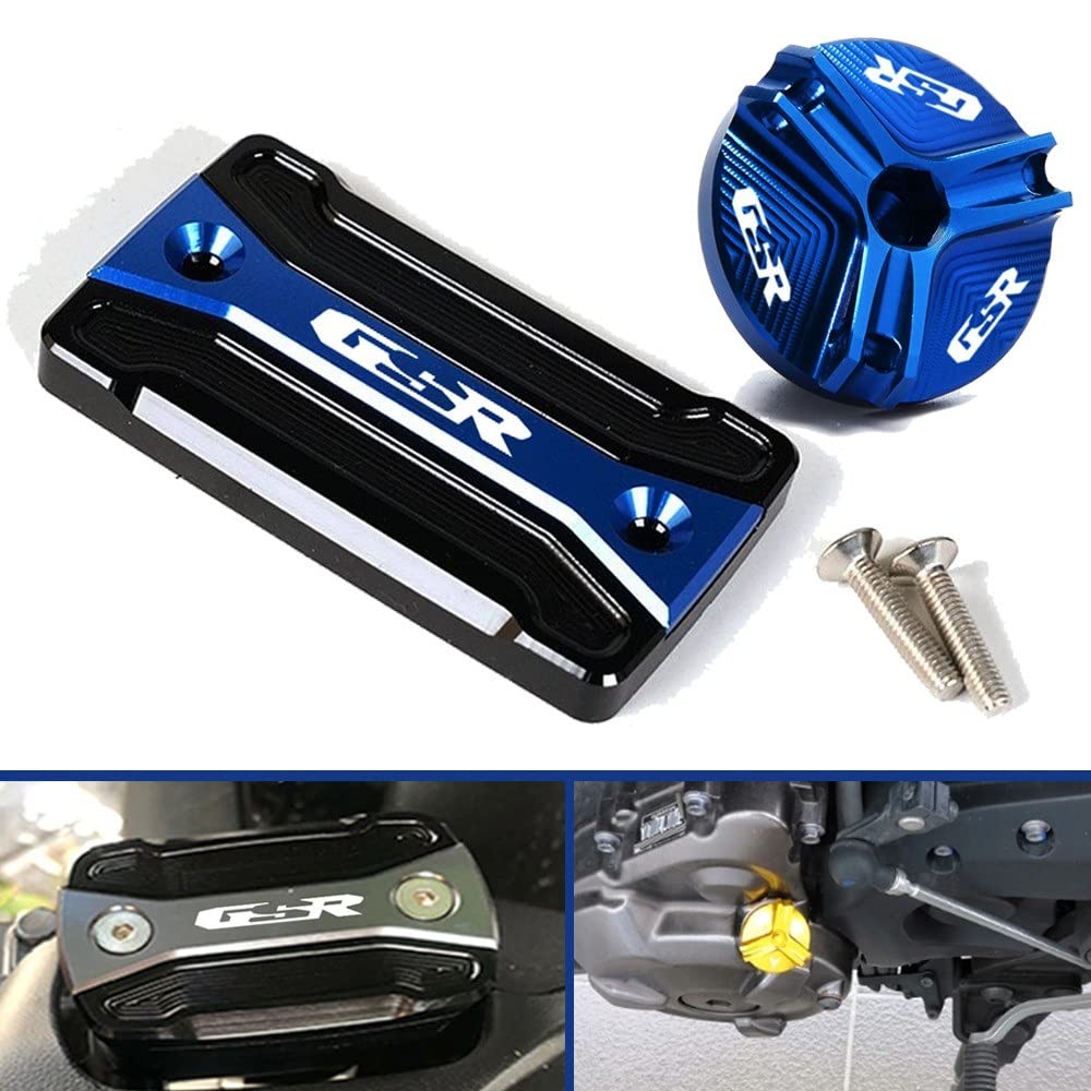 Bouchon Vidange Moto Aluminium CNC Gris - Compatible Suzuki GSR 400 600 750 - Réservoir Frein Et Huile Moteur - Pièce Upgrade Style