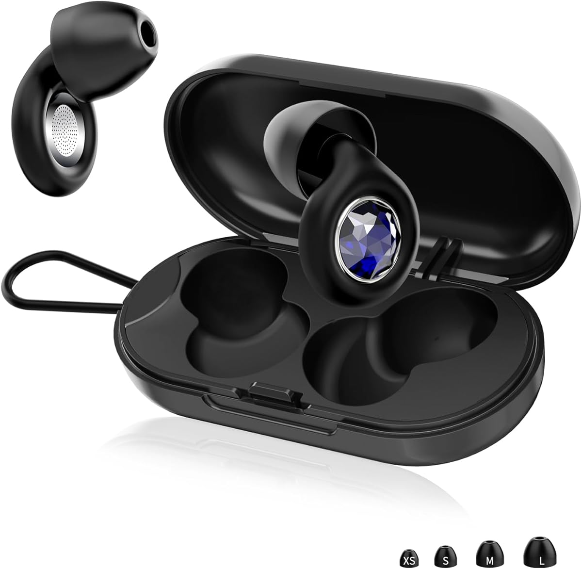 Ear Plugs for Sleeping Noise Cancelling -32dB, Reusable Silicone Earplugs for Noise Reduction, hearing protection silicone earplugs, suitable for Sleep, concerts, Snoring, Study, Travel, work, 8 Ear Tips in XS/S/M/L/Deep Black