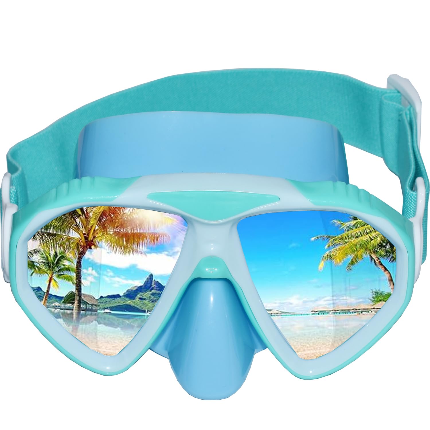 Masque de plongée pour enfants 180° panoramique bande silicone réglable anti-fuite 3-14 ans