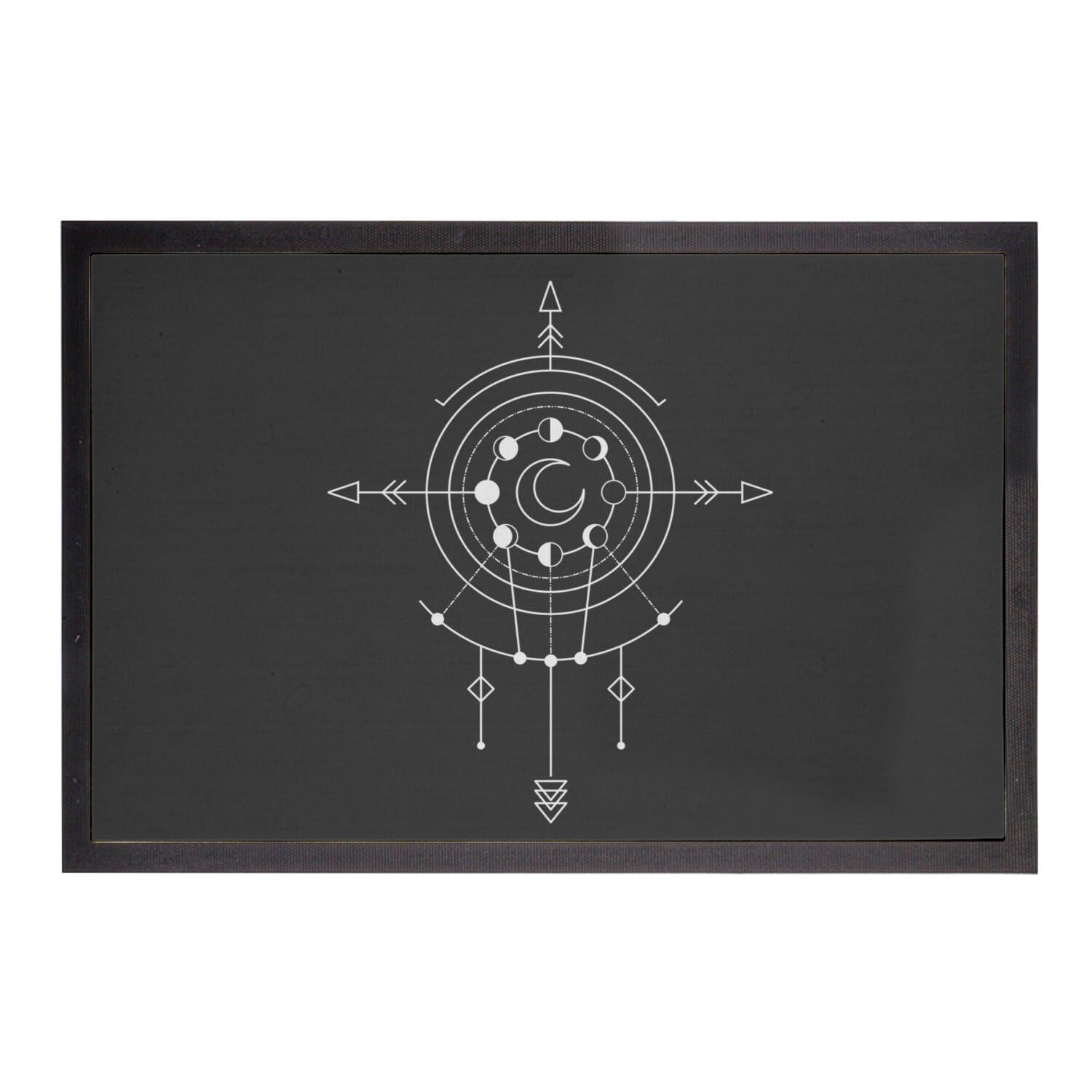 Paillasson noir phases de la lune et ciel étoilé tapis d'entrée 75x50cm