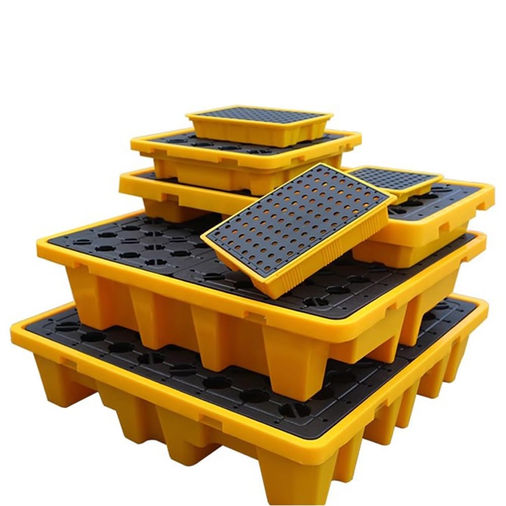 JKJZSALJ Modular Spill Containment Tray, Oil Drum Holding Platform, Anti-Leakage Pallets For Safe Storage, 17 - Durable & Versatile Solution,Yellow,33.5 * 33.5 * 5.5cm