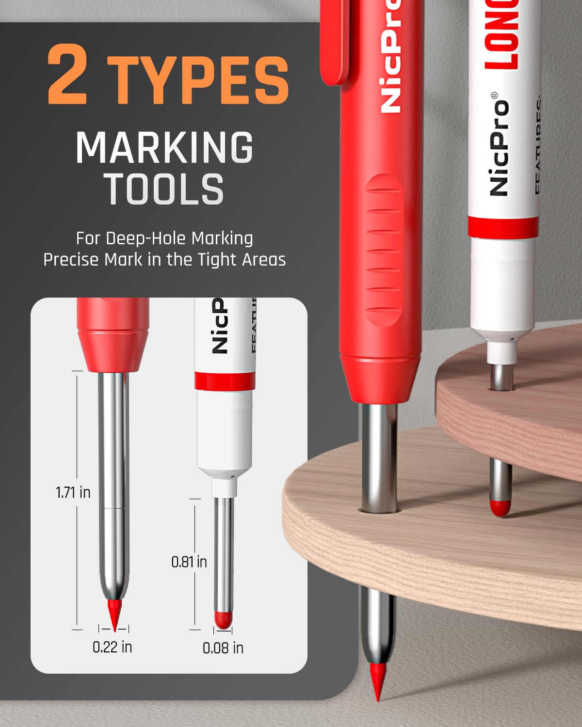 Nicpro Carpenter Pencils - 4 Pack with Sharpener -2