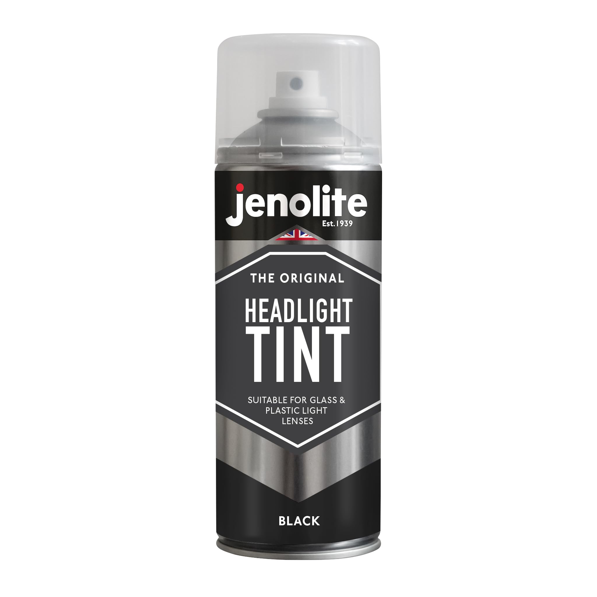 JENOLITE Scheinwerfer-Tönungsspray | SCHWARZ | 400 ml | Transparente Tönungsfarbe | Dezente Styling-Linsentönung für Autorücklichter | Geeignet für Glas- und Kunststofflinsen
