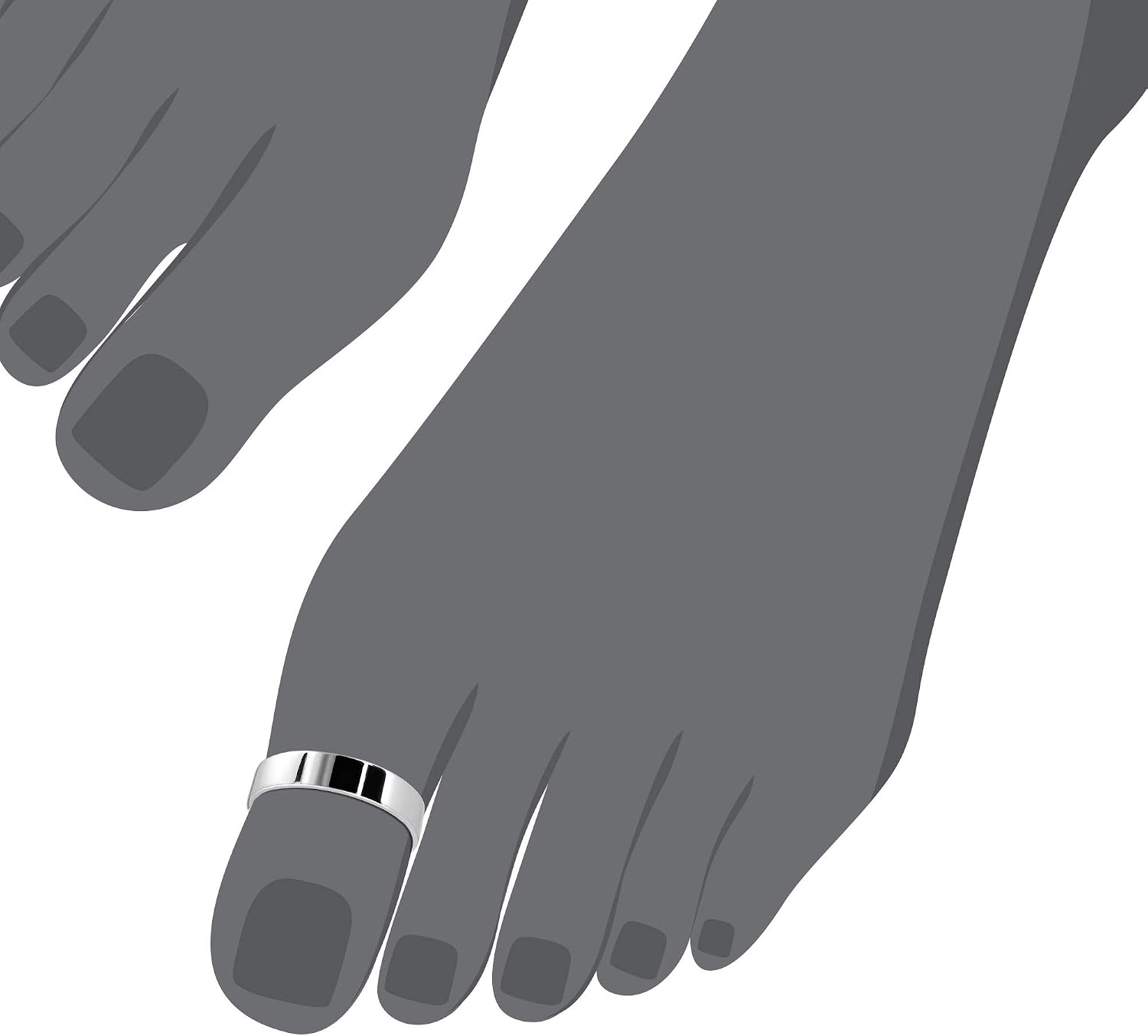 WithLoveSilver 925 Sterling Silver 5mm Plain Band Toe Ring