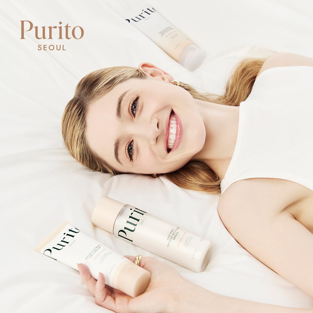 Purito Owies złuszczający środek do mycia twarzy – nawilżający codzienny płyn do mycia twarzy delikatny peeling glinka do minimalizacji porów pantenol, nasiona owsa woda wegańska, nie zatykająca się