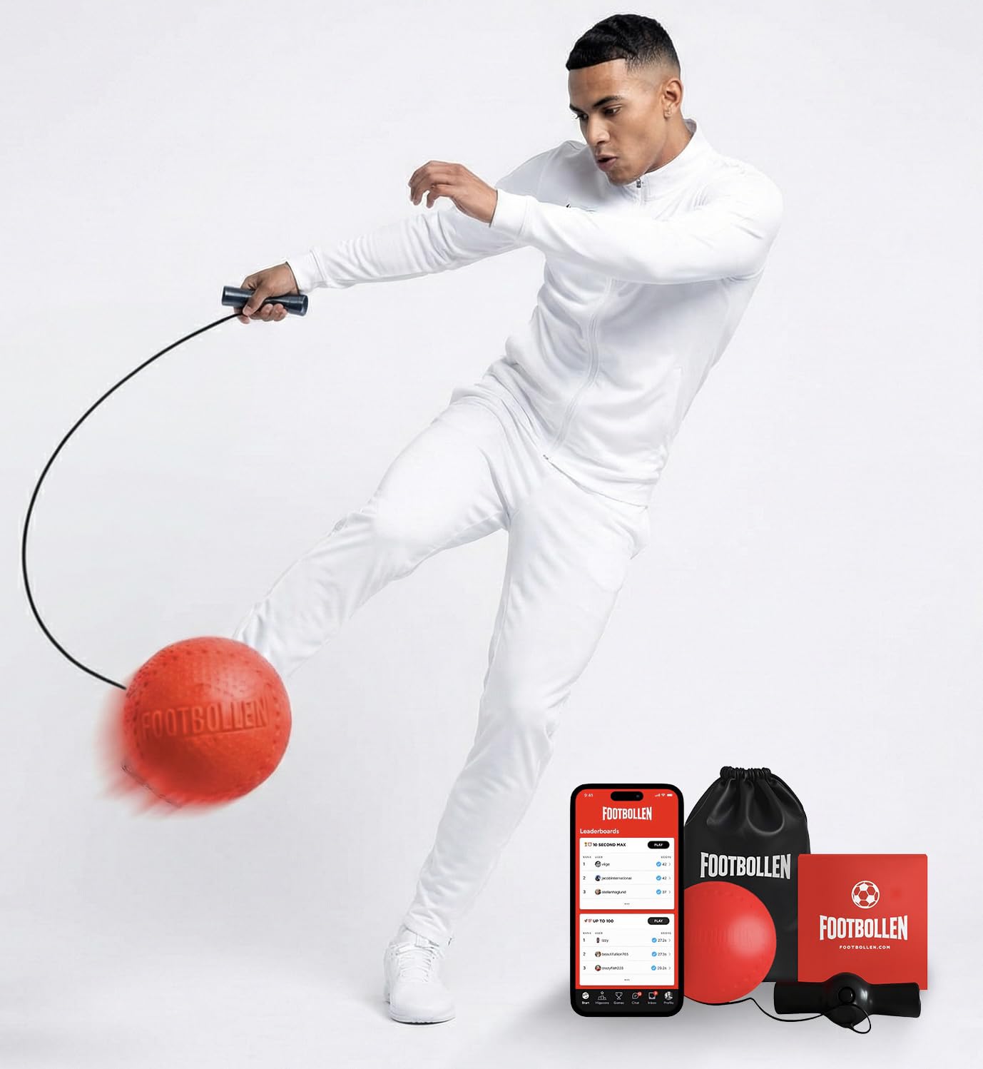 Footbollen Kick Ball Interactive Soccer Training for Kids Teens Adults Improve Foot-Eye Coordination Agility Ball Control