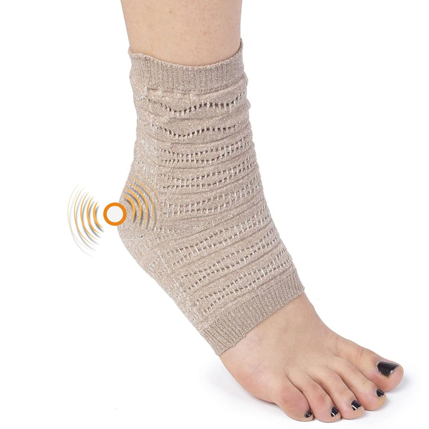 Spikenergy Tobillera para Esguince Electro Magnetoterapia - Fascitis Plantar Mujer y Hombre, Inflamaciones, Dispositivo Médico Deducible - Made in Italy, Beige, L