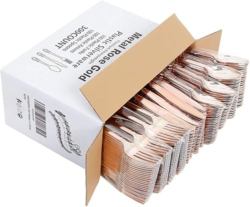 Vista 58 de WDF 500 cubiertos de plástico plateado – Utensilios de plástico plateado – 250 tenedores, 125 cucharas, 125 cuchillos, juegos de cubiertos Plata