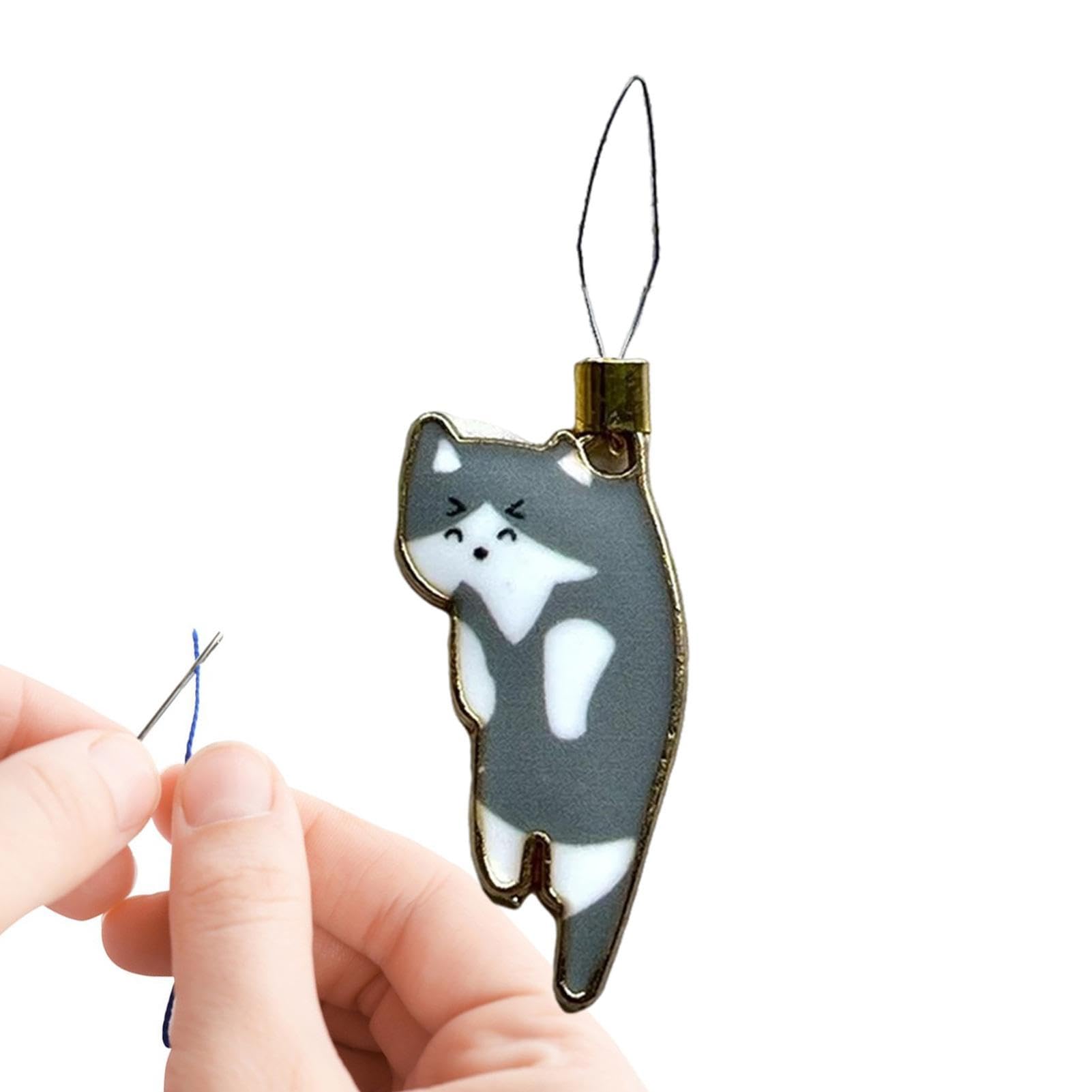 Jingan Grey Cat Needle Threader | Needle Threaders For Hand Sewing | Cute Cat Shape Hand Needle Threader | Simple Needle Threader For Sewing Crafting Knitting Craft Art Quilting