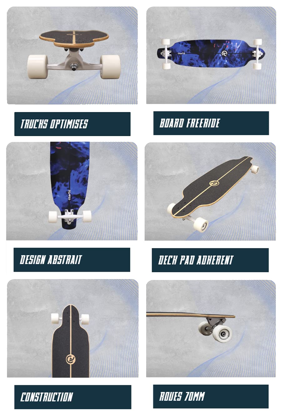 Coasto - Surfskate - Skateboard per Skatepark, Street, Pumptrack e Surf - Tavola ideale per Cruiser - All Terreno - Trucks Ottimizzati - Deck Pad trasparente e aderente
