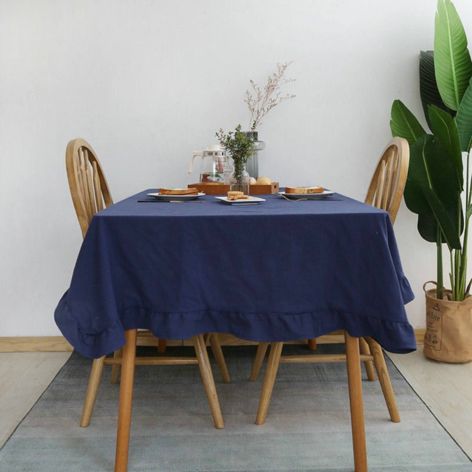 Tovaglia rettangolare per 4 persone, in cotone, lavabile, antiscivolo, design semplice, elegante decorazione da tavolo, tovaglioli di stoffa inclusi, perfetta per cena, 140 x 180 cm