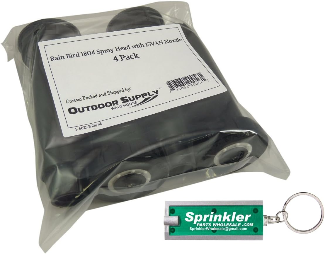 Rain Bird 1804 Spray Head with 15van Nozzle; 0° to 360° Adjustable; 15' Radius with a Free SprinklerPartsWholesale Flashlight Keychain (30)