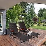 Sonnenliege, Gartenliege klappbar mit Rädern und Armlehne - 6