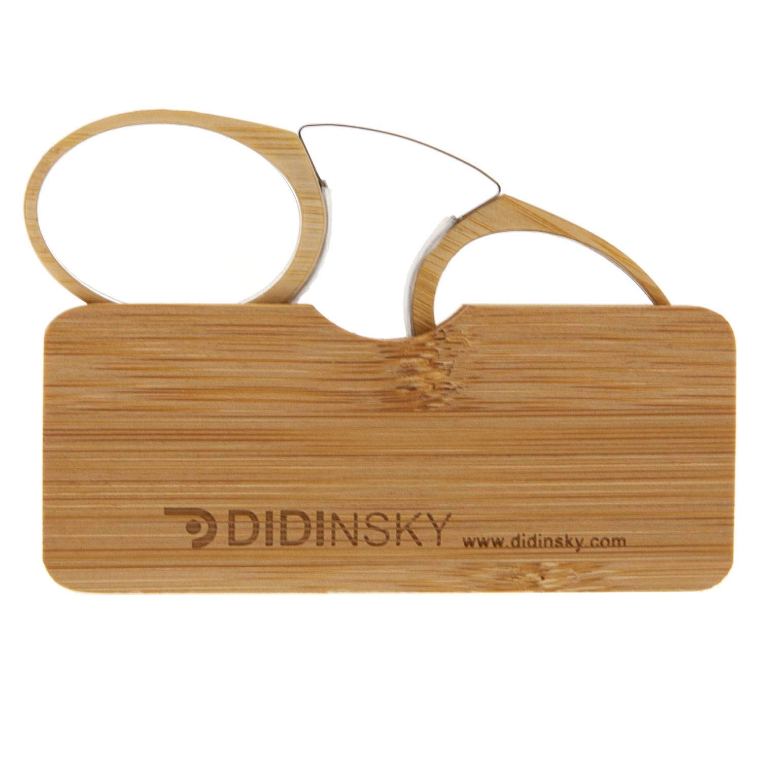 DIDINSKY Gafas de Lectura sin Patillas Graduadas para Hombre y Mujer. Gafas de presbicia retro o vintage para vista cansada con marco y estuche de bambu. 5 graduaciones disponibles – ORSAY BAMBU