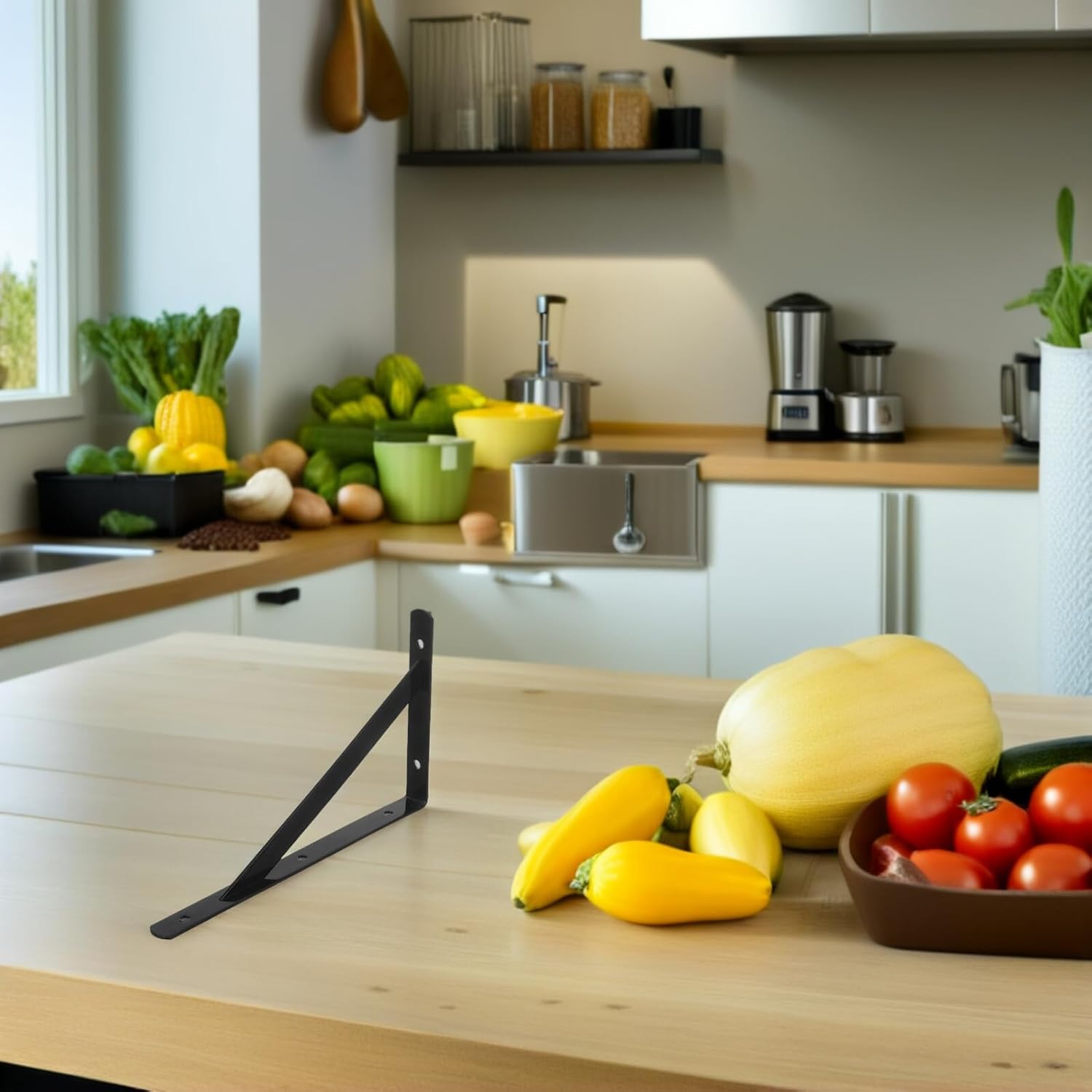 12pcs Heavy Duty Iron Shelf Brackets Black Rustic Wall-Mounted Floating Shelf Supports for Wood Shelving Corner Braces 200x120x2mm