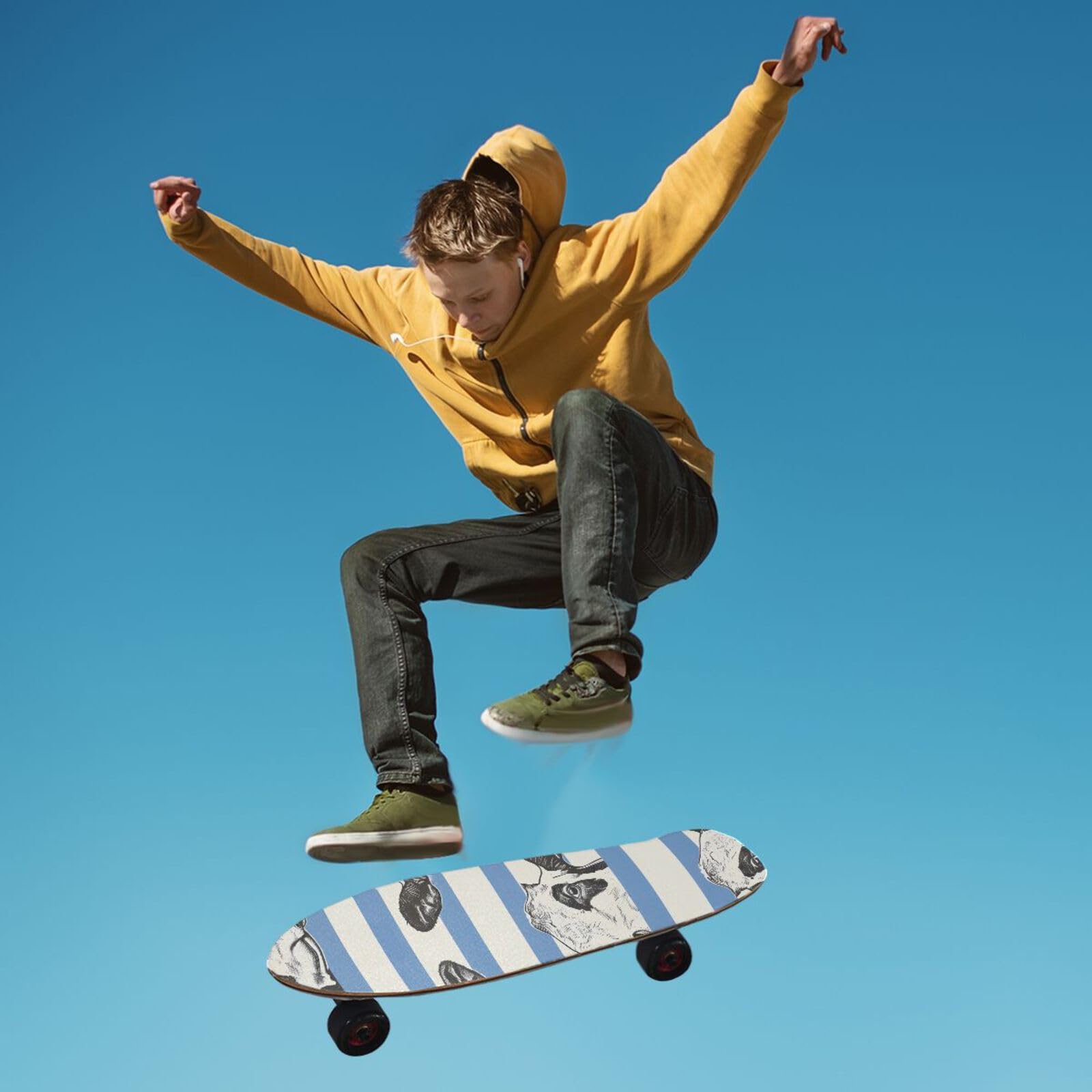 ALAZA Cows Blue White Striped Skateboard Grip Tape Sheets Longboard Grip Tape 44