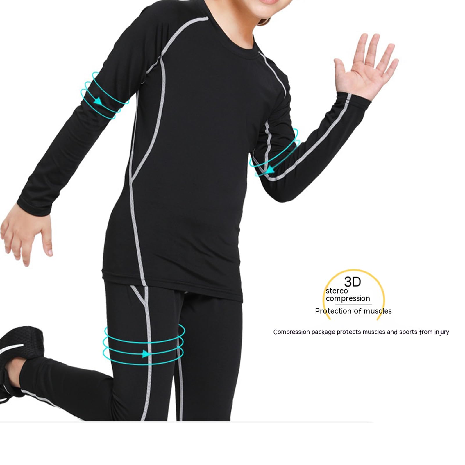 Conjunto de ropa interior térmica manga larga para niños, traje compresión atlético fútbol