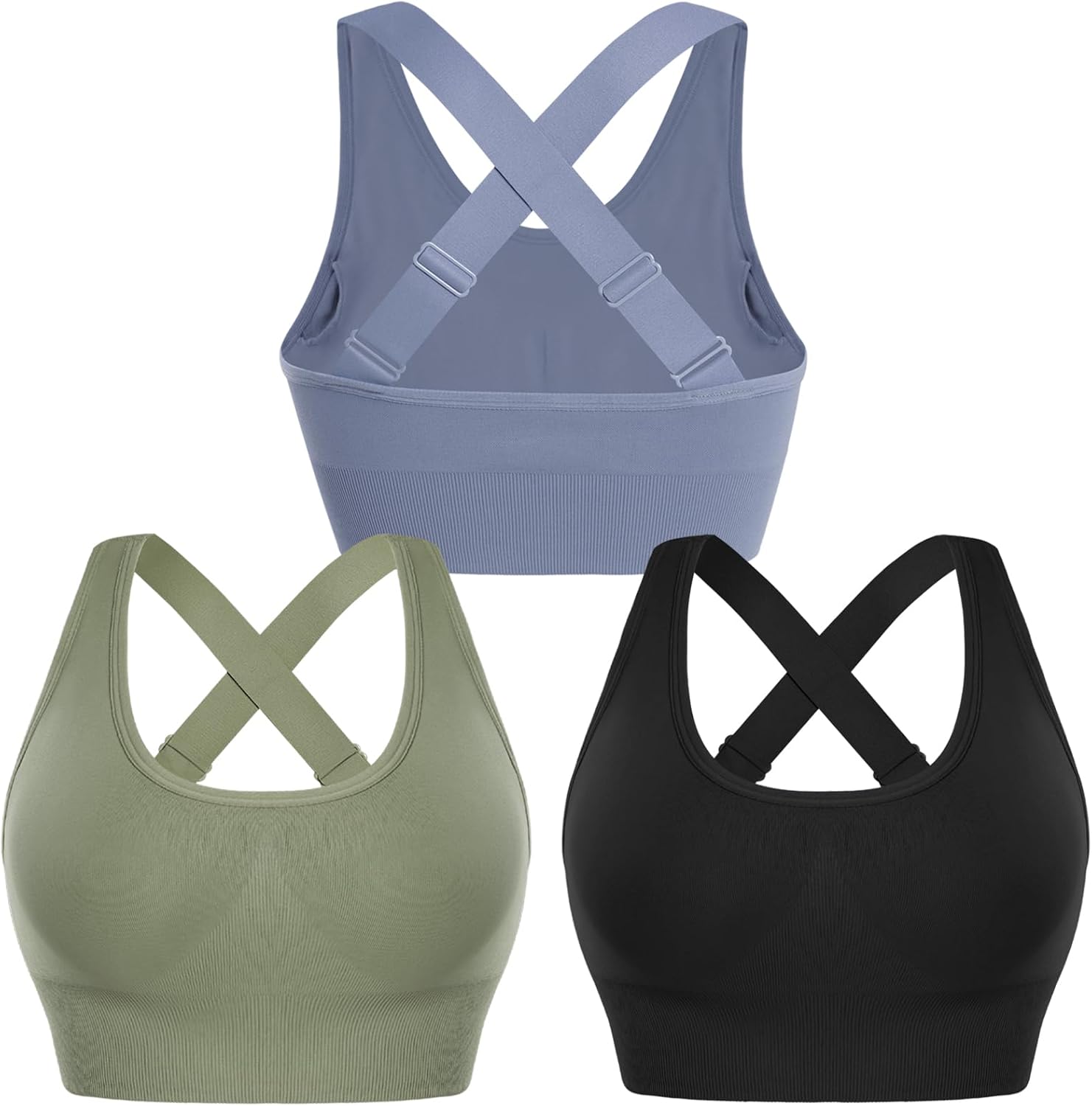 Sykooria Adjustable Sports Bra for Women High Support Padded Workout Tops Packs Gym Fitness Running Yoga Bras