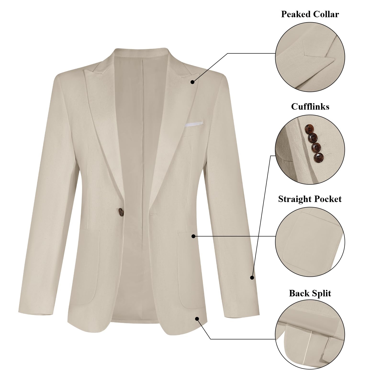 Ensemble de costume décontracté 2 pièces en lin pour homme, blazer à un bouton, veste et pantalon pour bal de fin d'année, fête de mariage