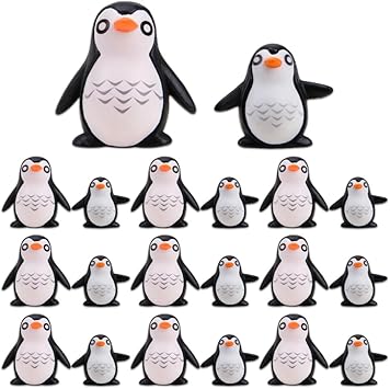 20Pcs Cute Miniature Penguin Figurines Bulk Mini Resin Penguins for Cake Toppers DIY Crafts Fairy Garden Decor Tiny Micro Landscape Winter Animal Figurines