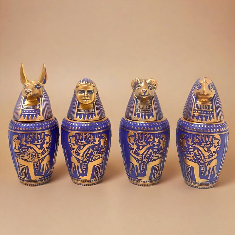 Set de 4 Figuras Decorativas Canopic Jars Egipcias miniatura 1