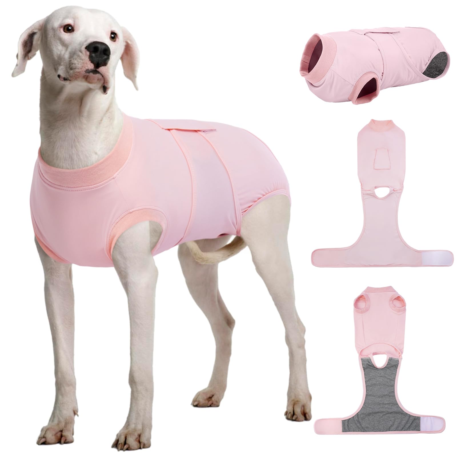 Kuoser Dog Recovery Suit, Female Male Spay Neuter Surgery Suit, Pink, XL