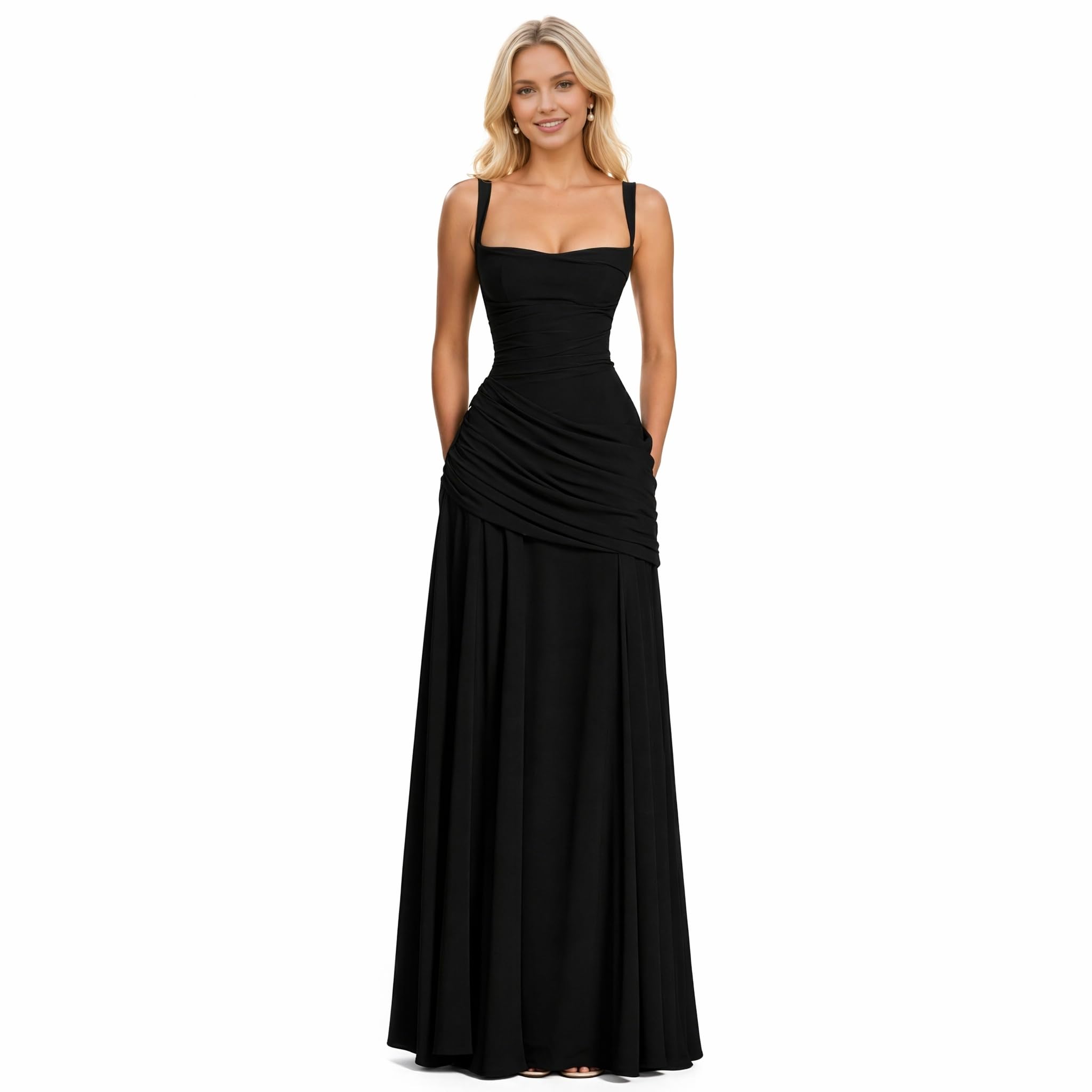 Photo 1 of Voythreap Women's Black Chiffon Formal Maxi Dress