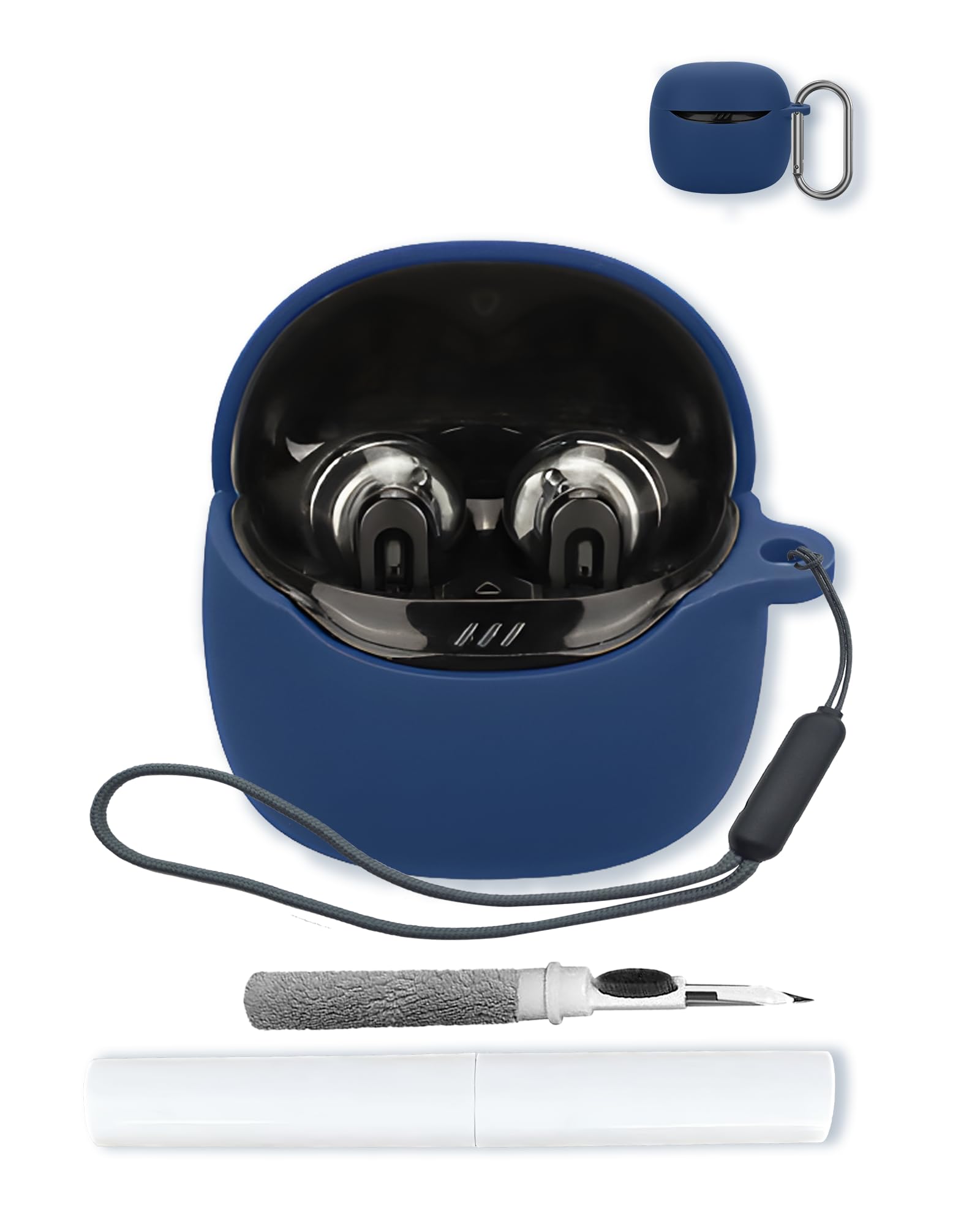 Case for JBL Tune Flex 2-True Wireless Noise Cancelling Earbuds,Soft Protective,Shockproof, BOVUGAC Silicone Case Cover with Keychain & Cleaning Kit &