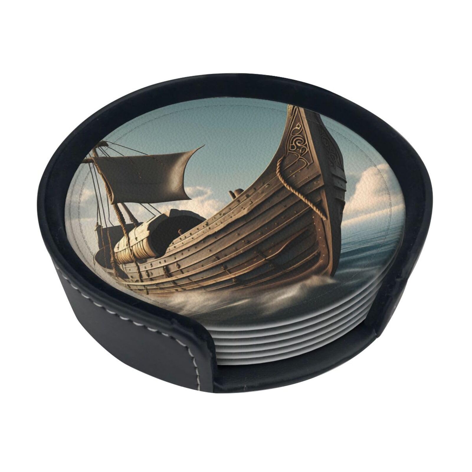 Dessous de verre bateau viking lot de 6 polyuréthane dessous de verre boisson maison