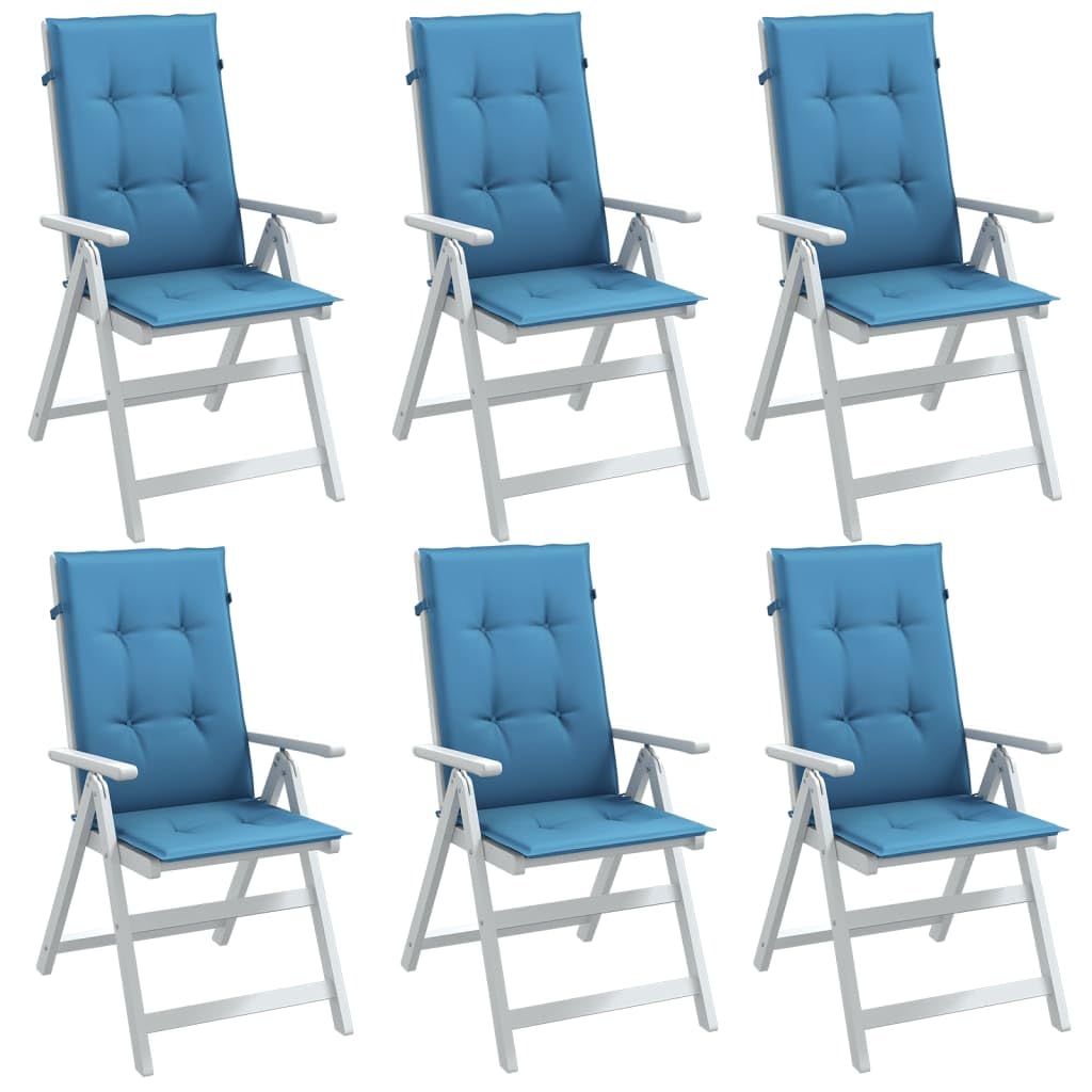 Hochlehner Auflagen 4 STK. Melange Blau 120x50x4 cm Stoff, Sitzauflage aus 100% Polyester, Schaumstofffaser Füllung, rutschfest, Outdoor Indoor, waschbar, für Gartenstuhl und Esszimmerstuhl