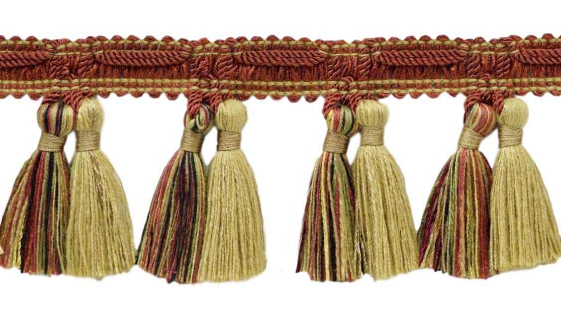 Frange à glands pour rideaux et coussins de salon style bohème chic en velours Cranberry 4,6m