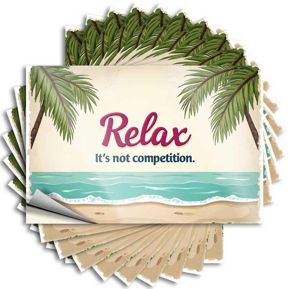 Housewarming Autumn Decals - Relax: Embrace The Serenity of A Tropical Getaway Removable Decal Helmet Easy Peel for Adults(6X9CM)