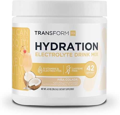 TransformHQ Hidratación 42 Porciones (Pina Colada) - Electrolitos, Claridad Mental, Vitaminas