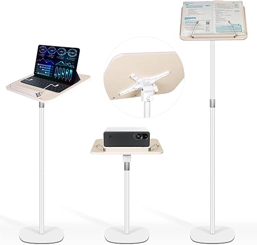 Soporte de pie para libros, plegable para leer con clips de página, altura ajustable de 19 a 51 pulgadas, soporte de podio resistente para lectura,