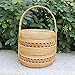 COLiJOL Cesta de Picnic Bandeja de Ratán Estilo Pastoral con Asa Lavabo Familiar Pastoral Cesta de la Compra Cesta de Picnic,Color de Madera,Los 22X20Cm
