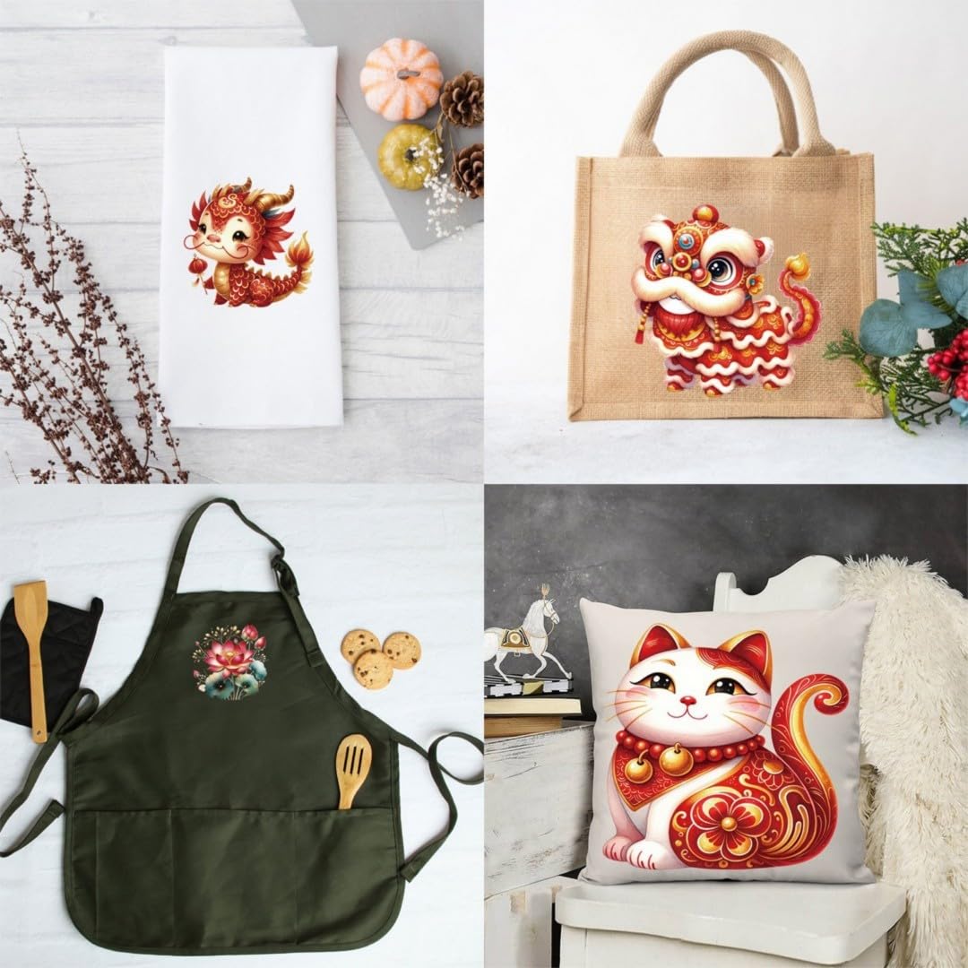 Chinese New Year Iron Transfer Patch Heat Transfer Sticker Vinyl Design Iron Applique T-Shirt Clothing DIY Craft Applique Clothing Decoration (P2)