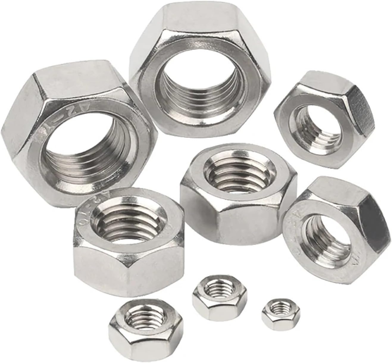 M1 M1.2 M1.4 M1.6 M2 M2.5 M3 M3.5 M4 M5 M6 M8 M10 M12 M16 M20 M24 DIN934 304 Stainless Steel Black Carbon Steel Hex Hexagon Nut(304 Stainless Steel,M1.6 x50pcs)