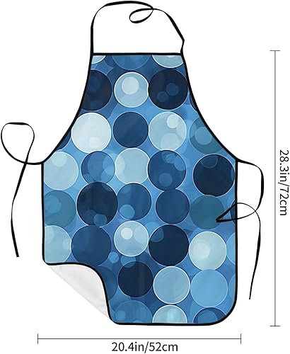 Miniatura 4 de Patrón de lunares azules  Delantal impermeable, con 2 bolsillos para hombres y mujeres, para cocina, cocina, jardinería, pintura, hornear,