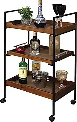Carrinho Barzinho Para Servir Cantinho Café Chá Adega Bar Aparador Adega Bebidas Decoração Copos Sala Estar Cor:Borda Ma