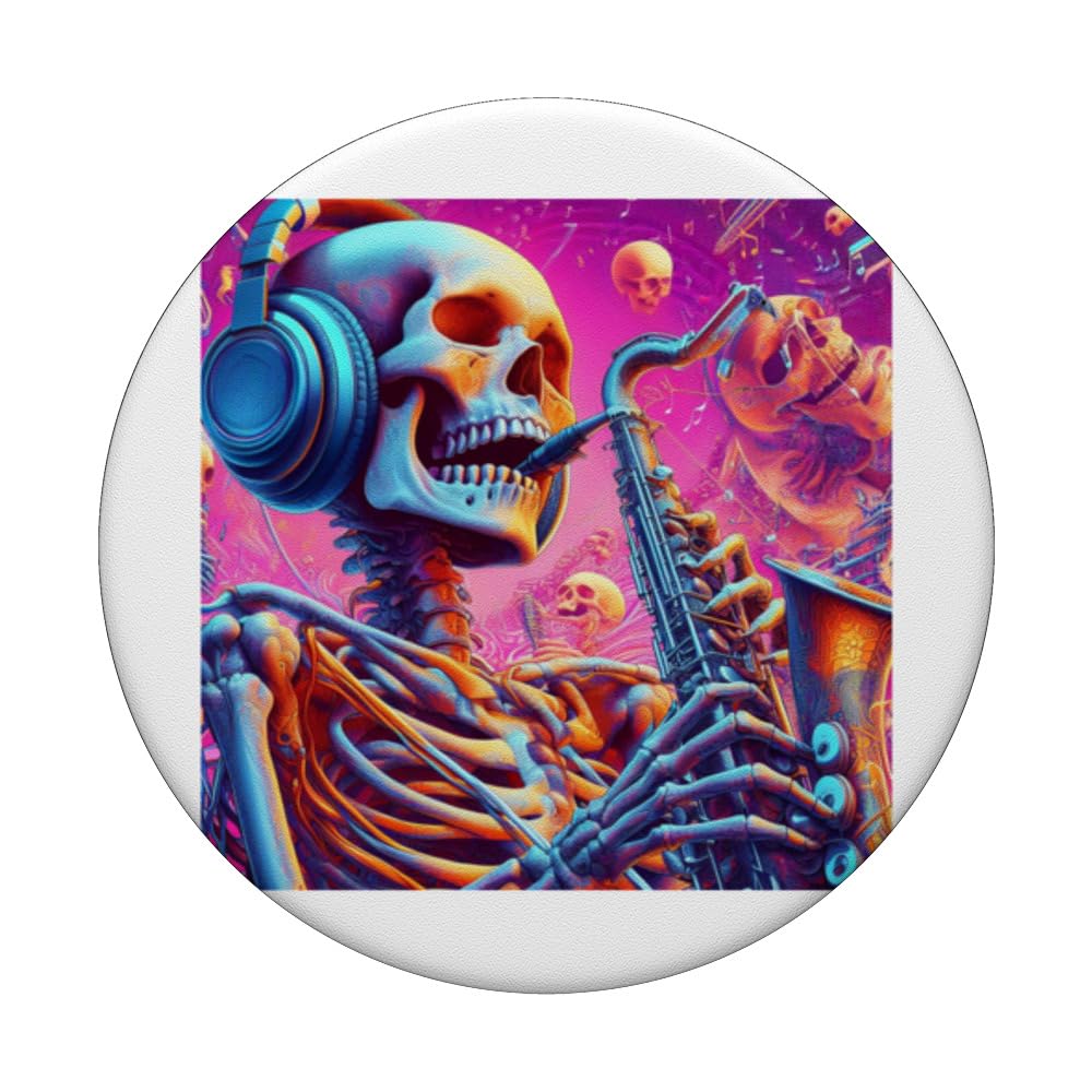 Bone Vibes Sax Music Nr. 1 PopSockets Swappable PopGrip, Black - Image 3