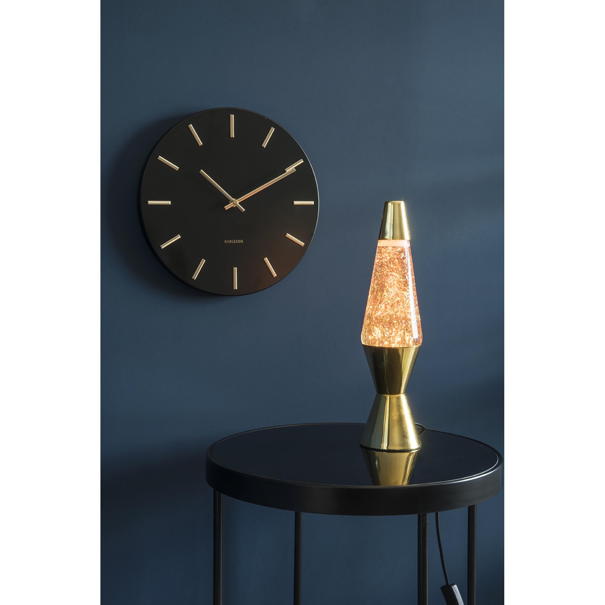 Karlsson Charm Orologio da parete, in acciaio, nero/oro, S, diametro 30 cm