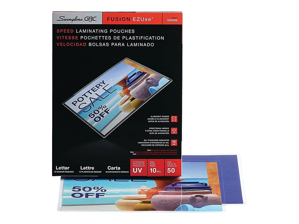 Swingline GBC thermique Feuilles de plastification/pochettes, Legal, taille, 5 mil, EZUse Rapide - Format Lettre - 0,25 mm 50/Pack claire