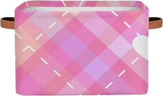OKCELL - Bolsas de lona para huevos de Pascua, diseño de corazón blanco a rayas, color rosa