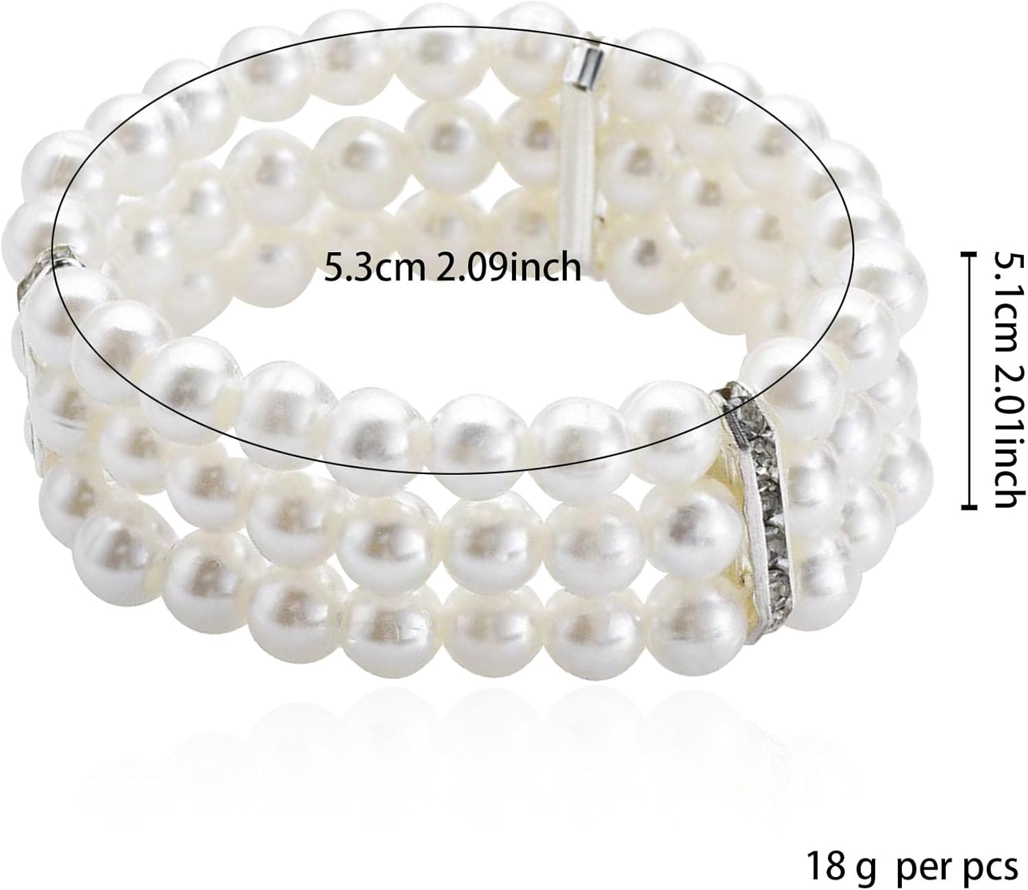 3 Rows Faux Pearls Bracelet for Women Vintage Multi-Layered Rhinestone Pearl Stretch Bracelet Bridal Wedding Jewelry - Image 6
