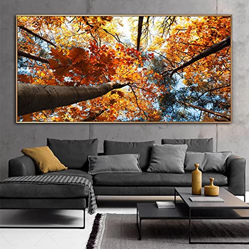 Paysage Arbre Rouge Peinture Toile pour Éveiller la Sérénité du Salon