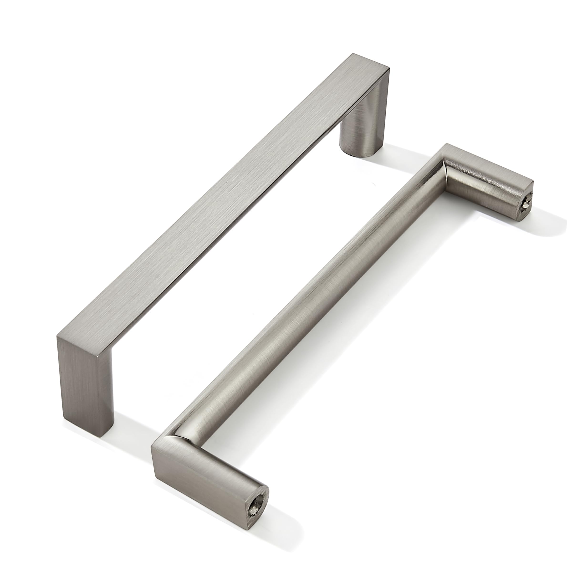 khtumeware 5 Pack 5 Inch(128mm) Brushed Satin Nickel Square Cabinet Pulls: Kitchen Cabinet Handles, Drawer Pulls for Dresser Cupboard